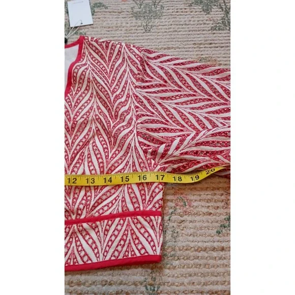 Lovers + Friends Red White Embroidered Eyelet Crop Top Boho V Neck Revolve NWT L - Picture 9 of 11
